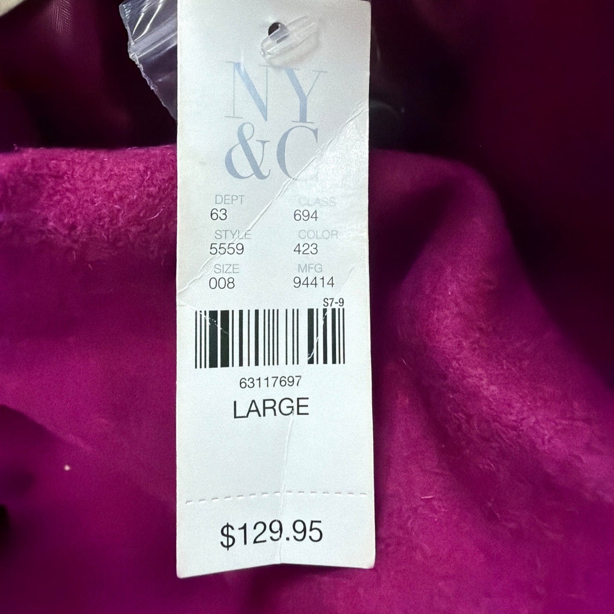 New York & Company Womens Magenta Double-Breasted Trench Coat Size L
