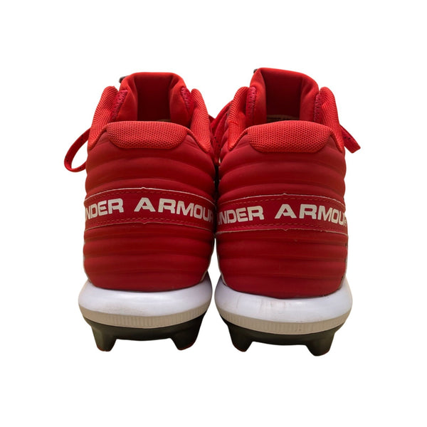 Under Armour Mens Black & Red TPU Yard Mid Top Baseball Cleats Size 11