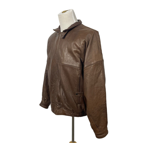 Vintage 80s Expedition by Robert Comstock Brown Pilot Leather Jacket Sz XL