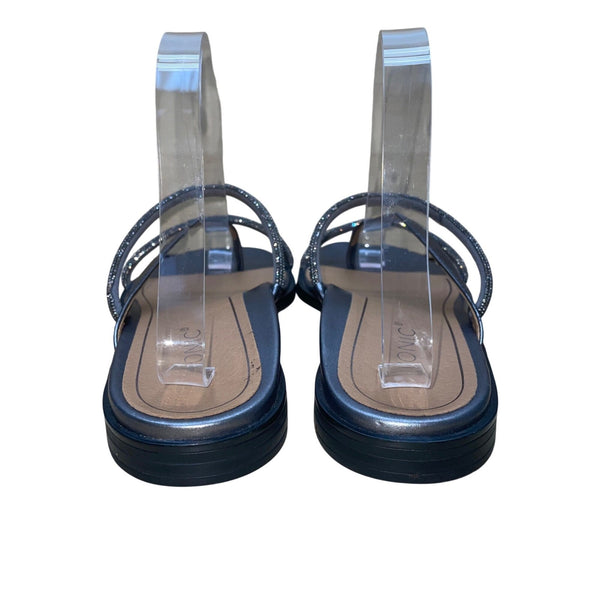 Women’s Silver Strappy Rhinestone Prism Sandals Size 8M