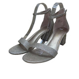Dream Pairs Women’s Golden Glitter Open Toe Low-Chunk Ankle Strap Heels Size 9