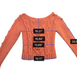 Elodie Womens Orange Cable Knit Sweater Button Detail Long Sleeve Sz S