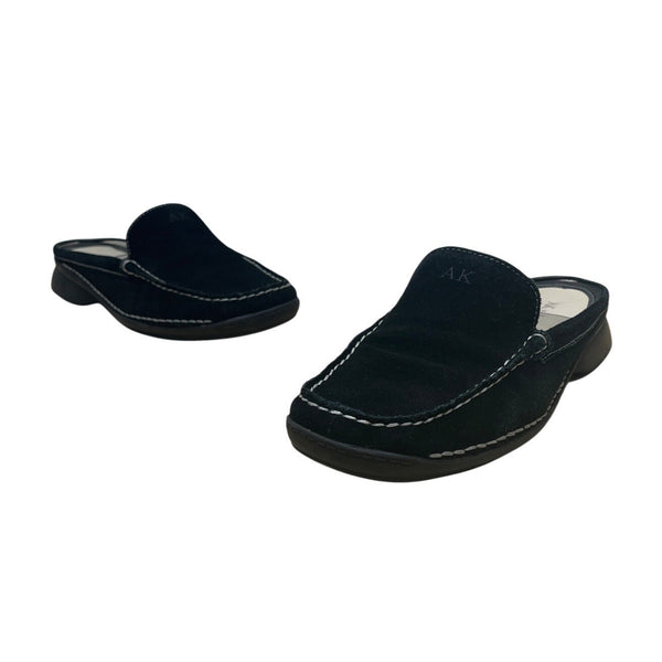 Anne Klein Women's Black Suede Leather  Slip-On Maarthus Mules Size 9M