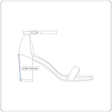 Amiana Women’s Nude Patent Square Toe Adjustable Strap Block Heel Sandals Size 3