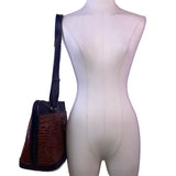 Bar Harbor Women’s Brown & Black Croc Embossed Faux Leather Shoulder Bag