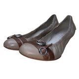 AGL Women’s Beige Brown Leather Buckle Accent Ballet Style Flats Size 39