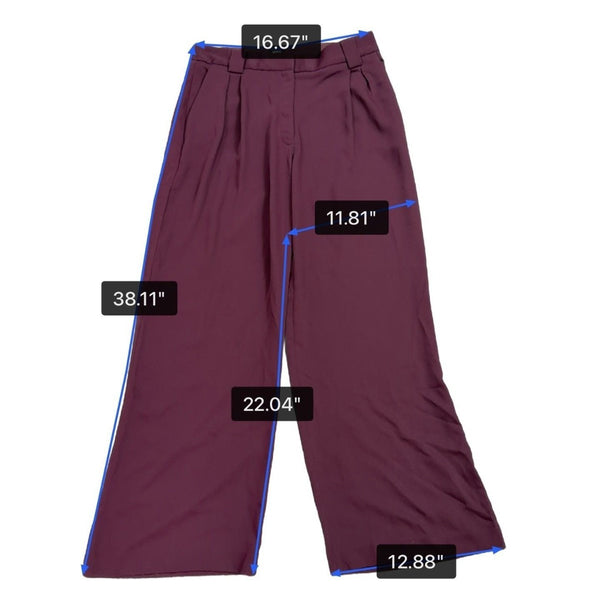 Express Womens Burgundy Wide-Leg Pants Recycled Polyester Blend Size M
