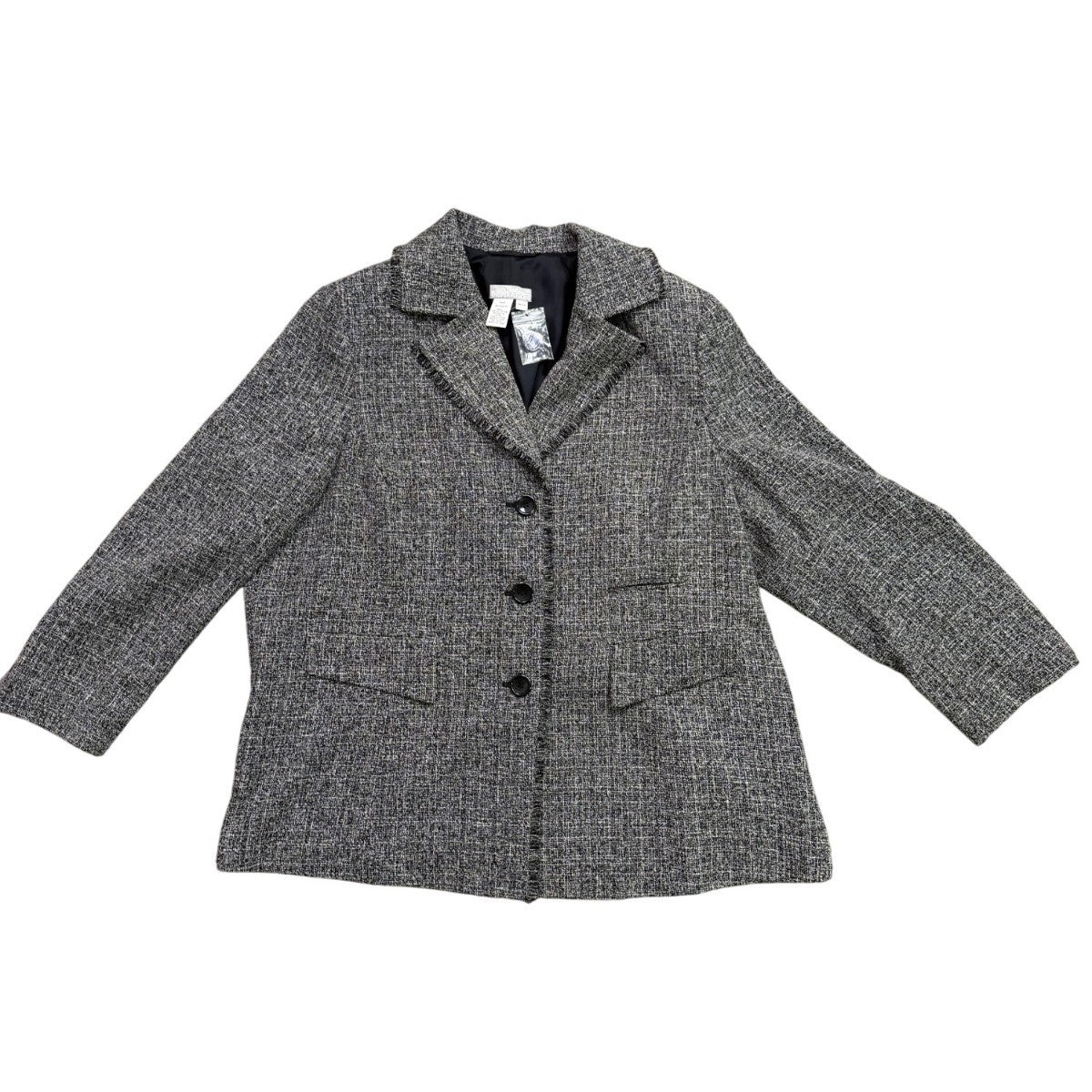 Ulla Popken Womens Black/Grey Tweed Jacket Relaxed Fit Size 16/18