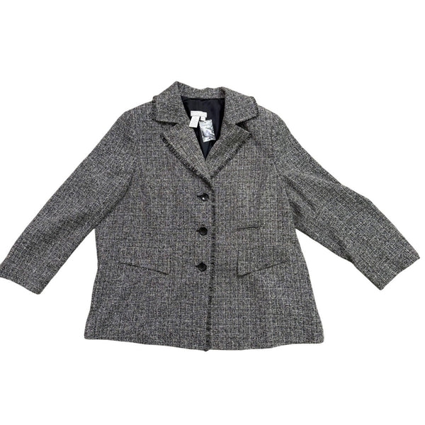 Ulla Popken Womens Black/Grey Tweed Jacket Relaxed Fit Size 16/18
