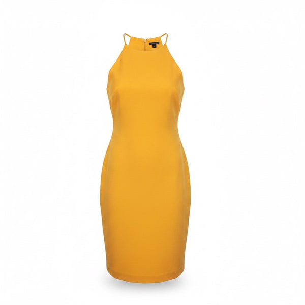 Ann Taylor Womens Yellow Sleeveless Halter Midi Dress Summer Look Size 6