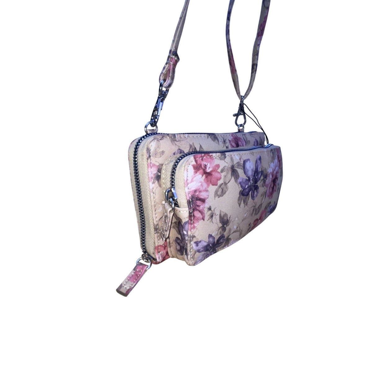 Mundi Women’s Beige Floral Faux Leather Adjustable Strap Crossbody Clutch Bag