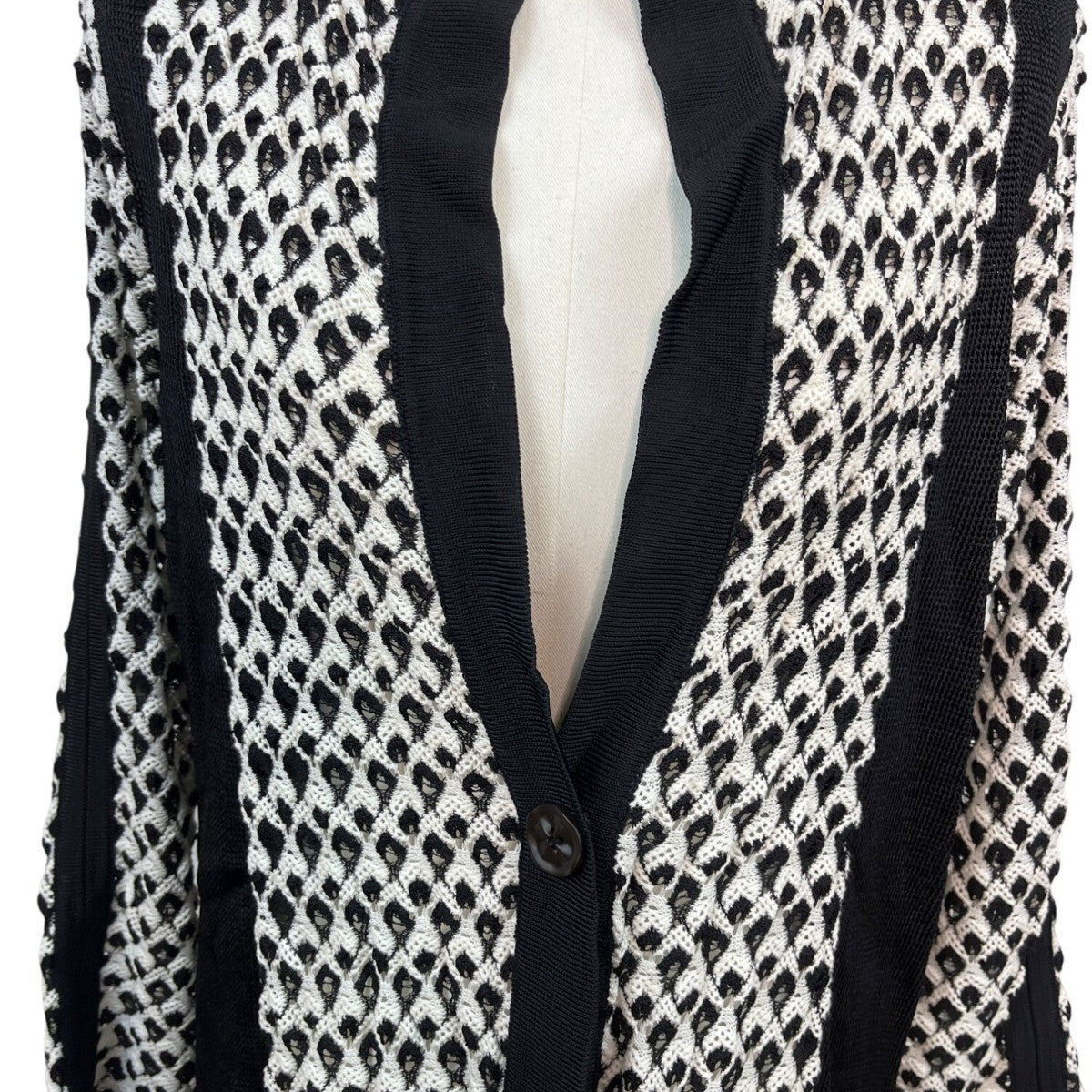 Nic+Zoe Black & White Open Front Cardigan Sweater With Button Closure Sz XL