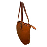 Women’s Orange Leather Adjustable Straps Zip Closure Inner Pockets Tote Bag