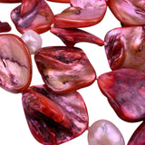 Red Pink Womens Shell & Pearl Long Necklace
