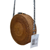 Romeo Roma Women’s Brown Rattan Woven Python Strap Detail Round Crossbody Bag
