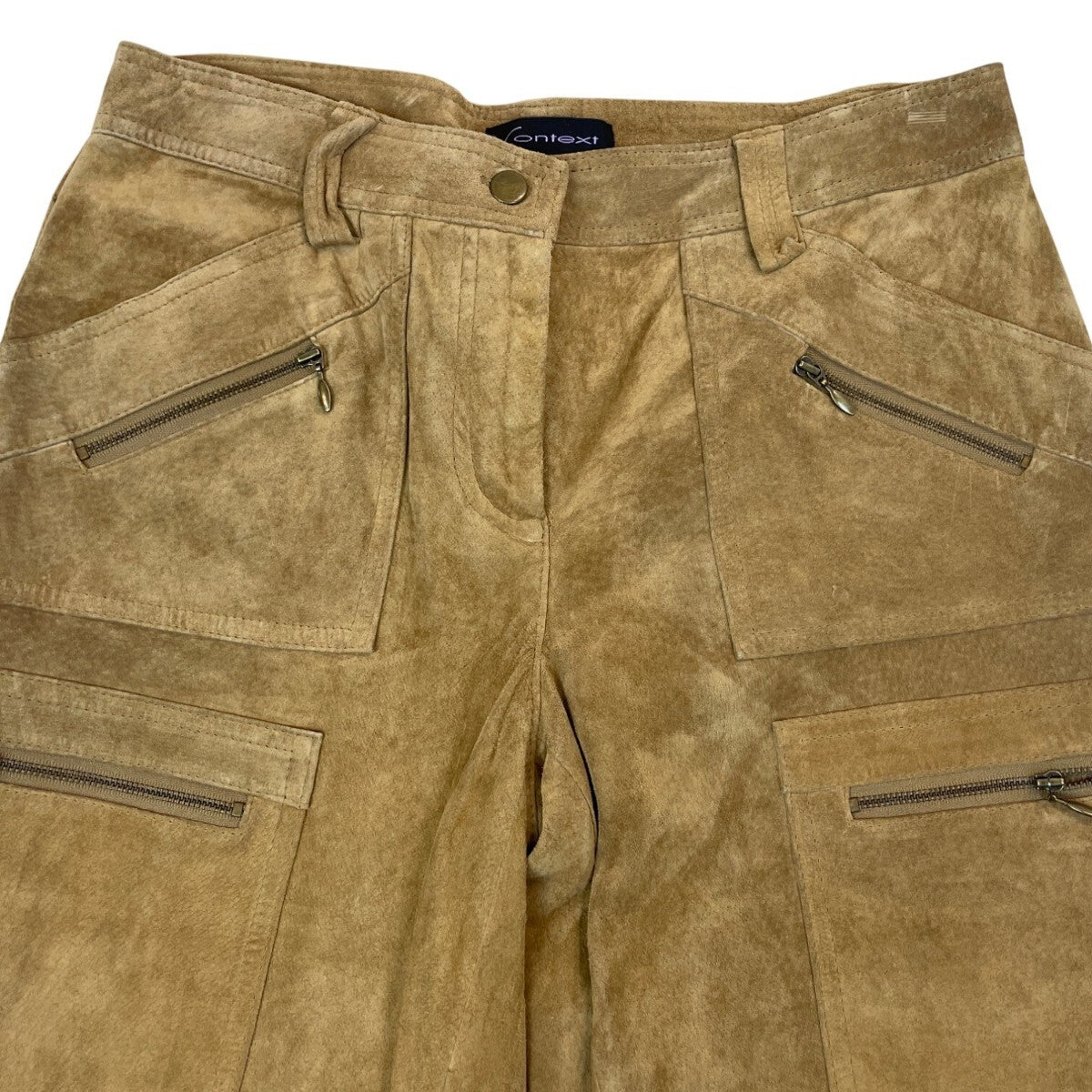Context Women’s Tan Leather High-Waisted Flared Pants Size 6 - New