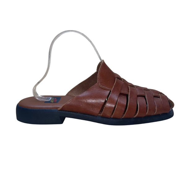 Aerosoles Women’s Brown Leather Open Toe Woven Slip-On Sandals Size 10B