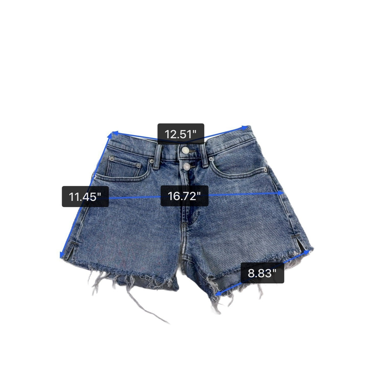 Lucky Brand Womens Blue Relaxed Denim Shorts With Distressed Hem Size 0