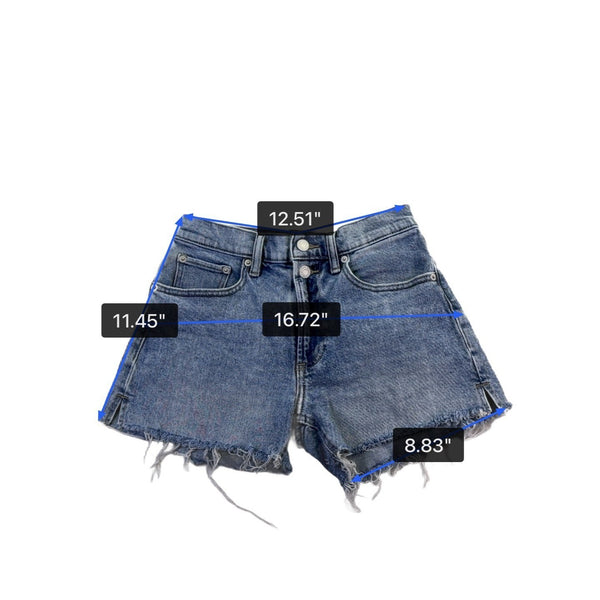 Lucky Brand Womens Blue Relaxed Denim Shorts With Distressed Hem Size 0