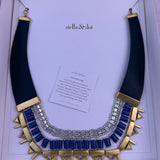 Stella & Dot Womens Black & Blue Leather Necklace 