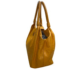 Kate Spade Women’s Yellow Faux Ostrich Leather Metallic Clasp Closure Tote Bag