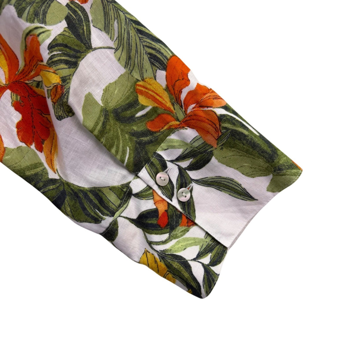 Chicos Womens White Multi Linen Button-Up Floral Shirt Vibrant Size 1 US 8