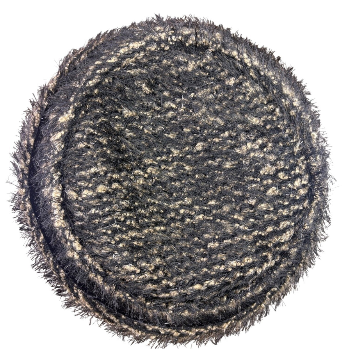 Heaslip Womens Black Beige Acrylic Nylon Textured Cloche Bucket Hat Retro Style
