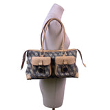 Dooney & Bourke Women’s Beige & Gray Monogram Leather Logo Pocket Tote Bag