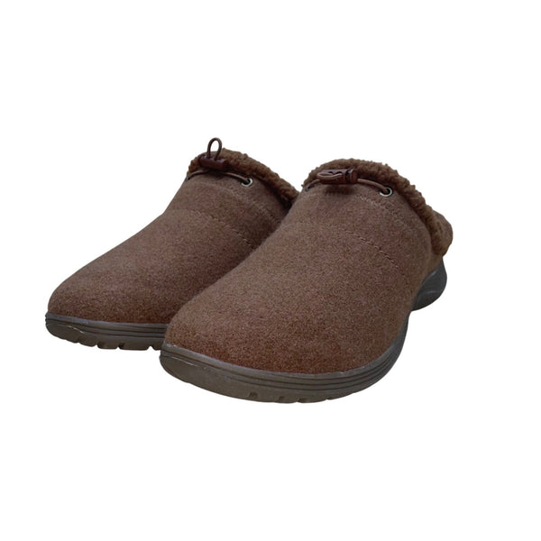 Easy Spirit Women’s Brown Faux Fur Lined Mule Slippers Size 11M