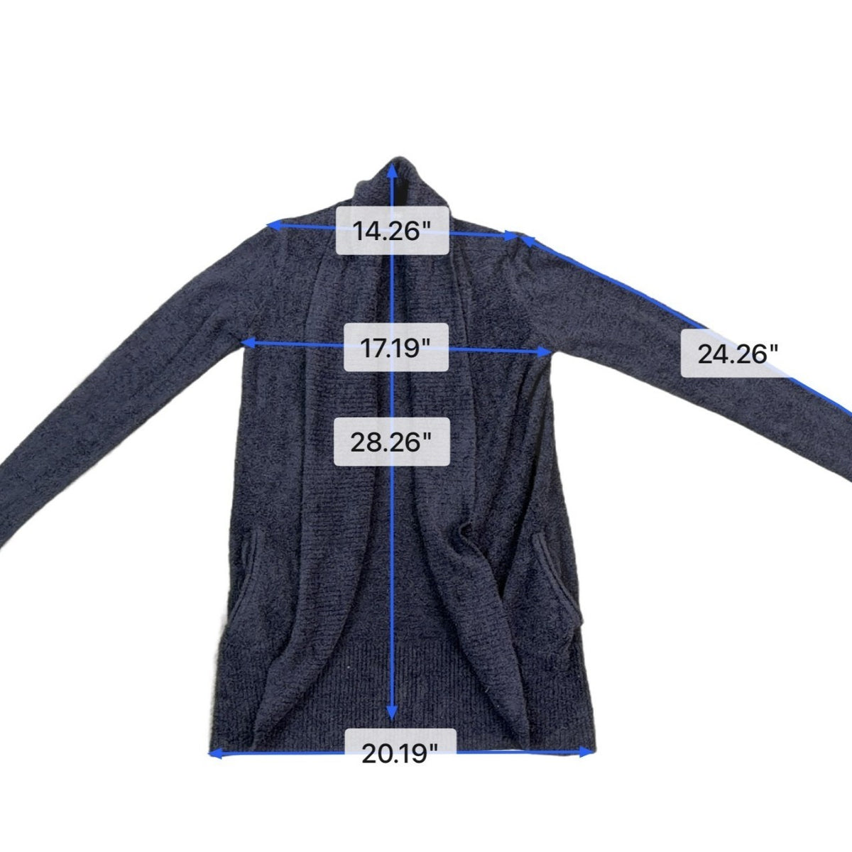 Barefoot Dreams Womens Gray Open Front Long Sleeve Knit Cardigan Size XS