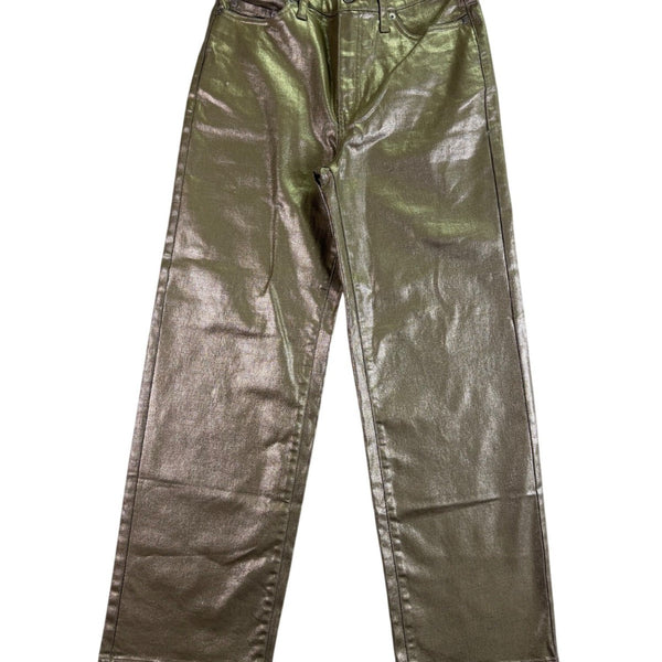 Banana Republic Womens Gold Metallic High-Rise Straight Jean Sz 27
