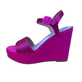 Maripé Women’s Fuchsia Rhinestone Ankle Strap  Platform AVA Wedge Sandals Sz 10M