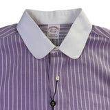 Brooks Brothers Mens Purple & White Striped Collared Shirt Non-Iron Sz16.5 34