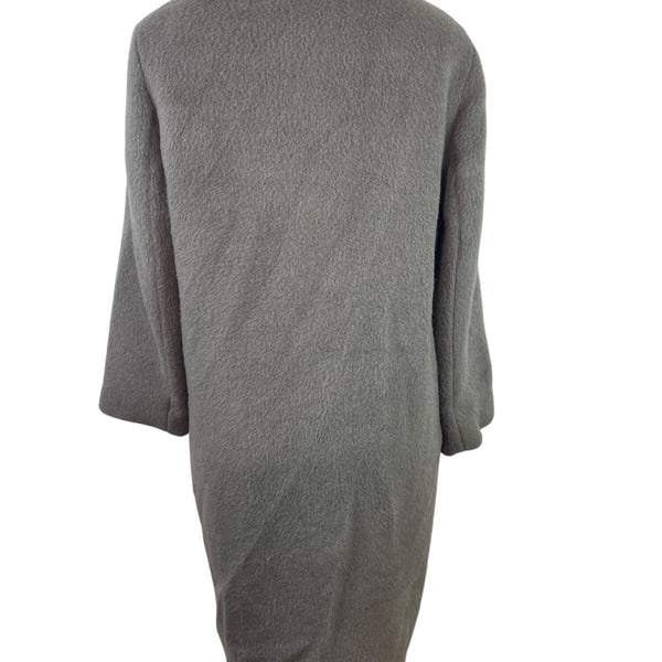 Purificacion Garcia Women's Gray Alpaca Long Buttoned Coat With Pockets Sz 42