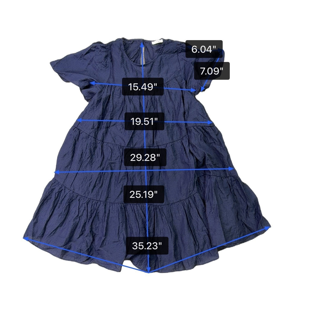 Moi Ami Womens Navy Tiered Ruffled Knee-Length Dress Relaxed Fit  Sz XXS