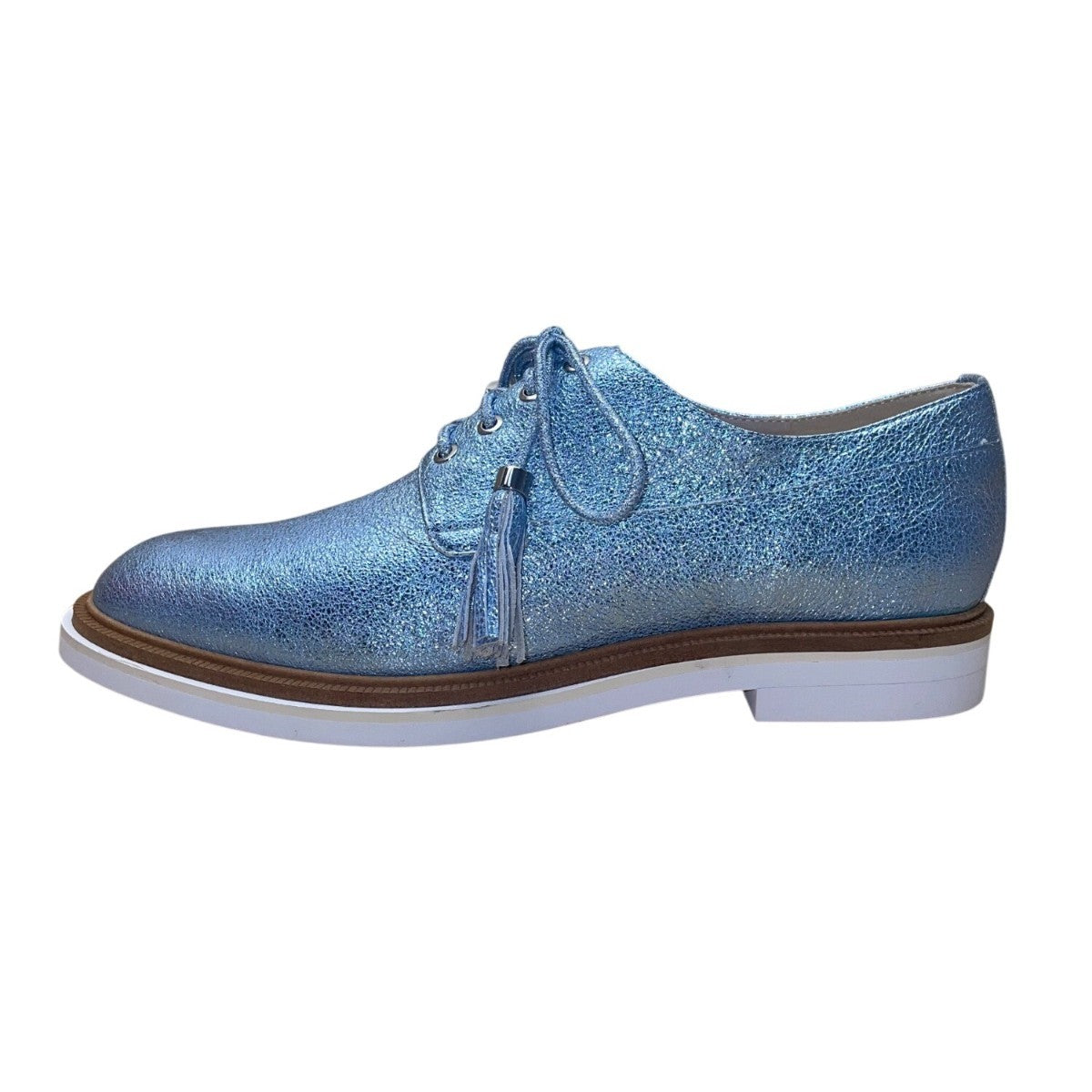 Kenneth Cole Annie Womens Blue Glitter Leather Lace-Up Oxford Shoes Size 8M