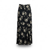 Jones New York Womens Black Rayon Floral A-Line Maxi Skirt Button Front Size 10 