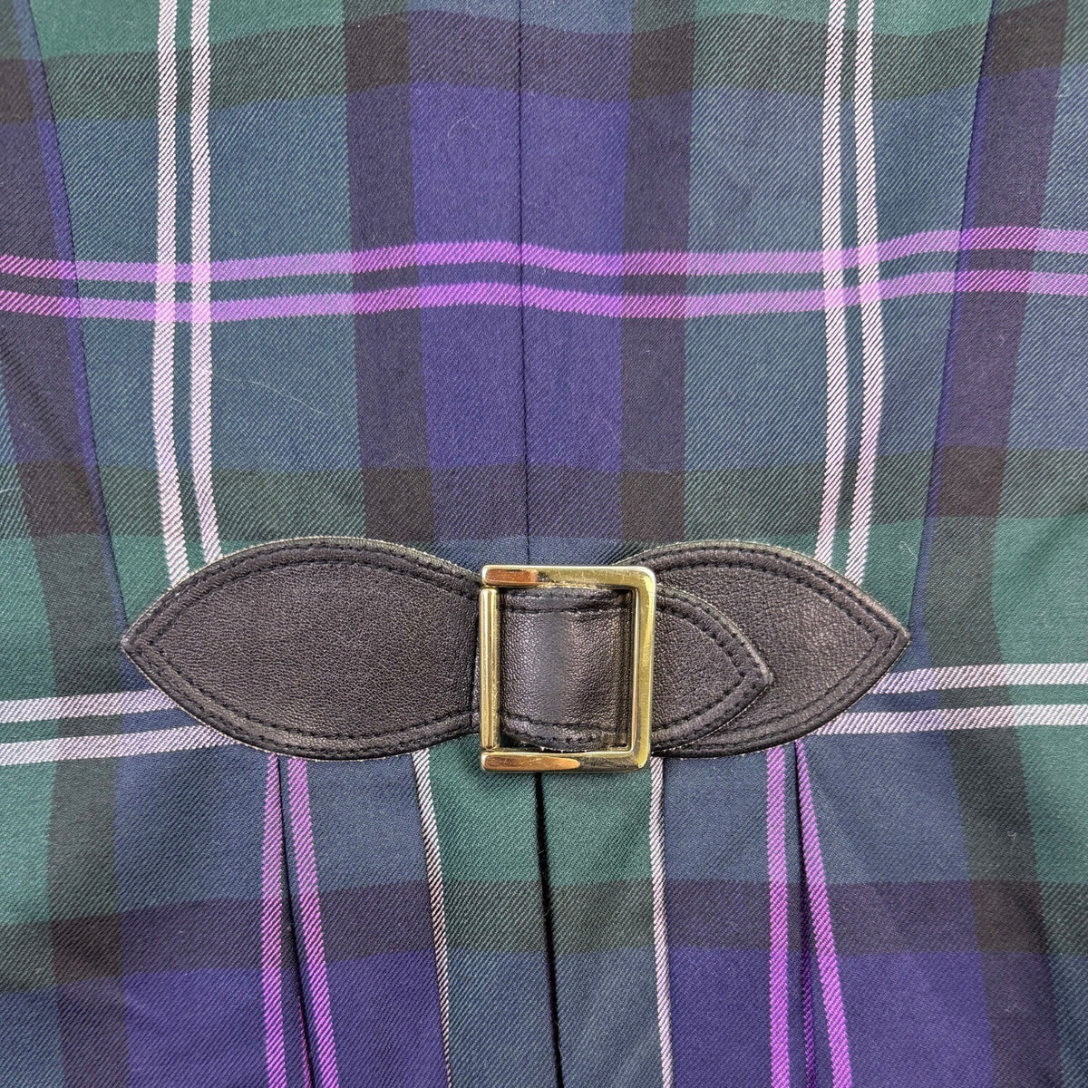Escada Womens Green & Purple Plaid Wool Blazer Jacket With Buckle Closures Size