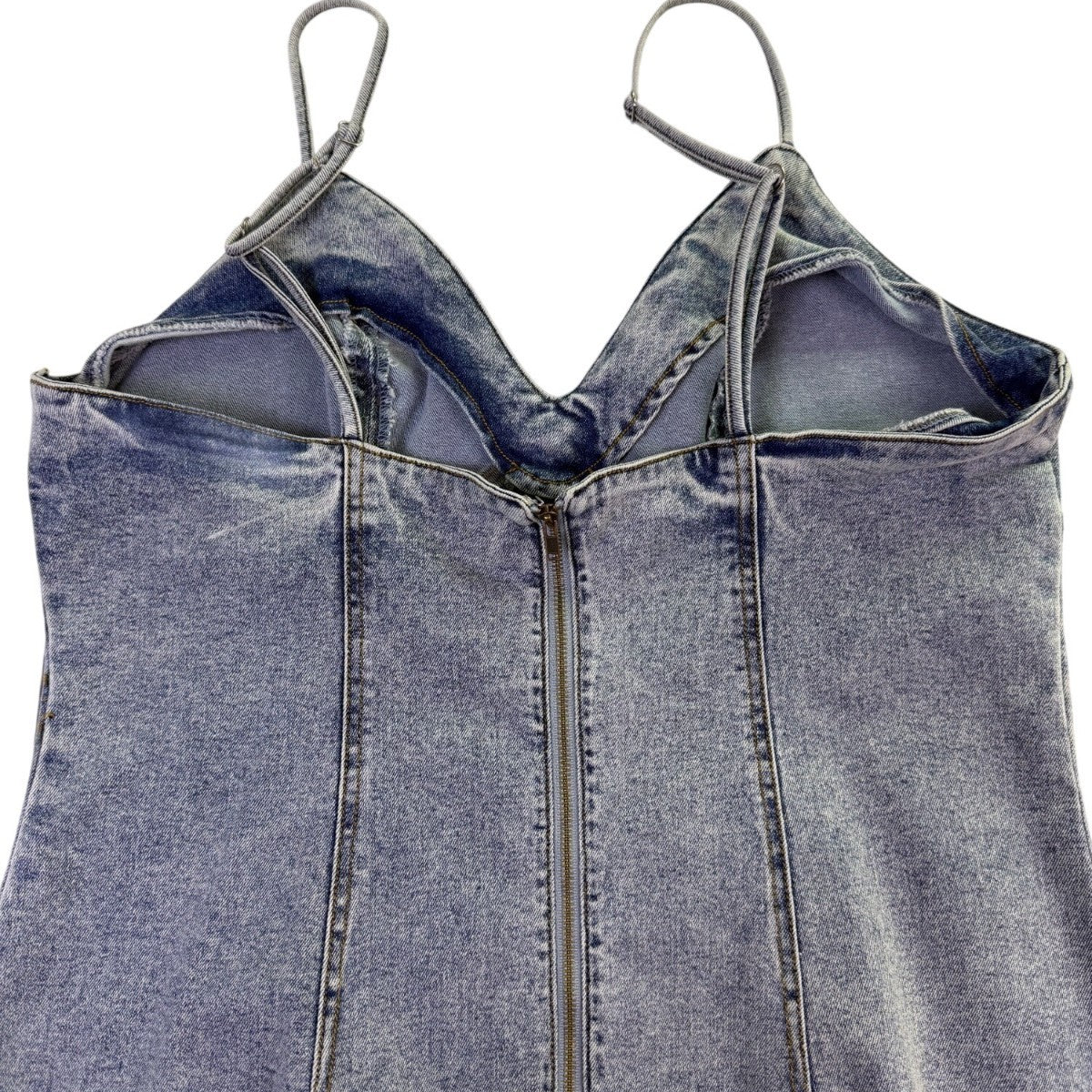 Habitual Womens Blue Cotton Denim Midi Slip Dress W/ Slit  Casual Stylish Size L