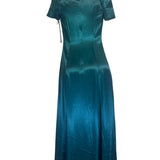 Scott McClintock Womens Teal Satin Short Sleeve Dress W/ Embellishment Size 8 Ne
