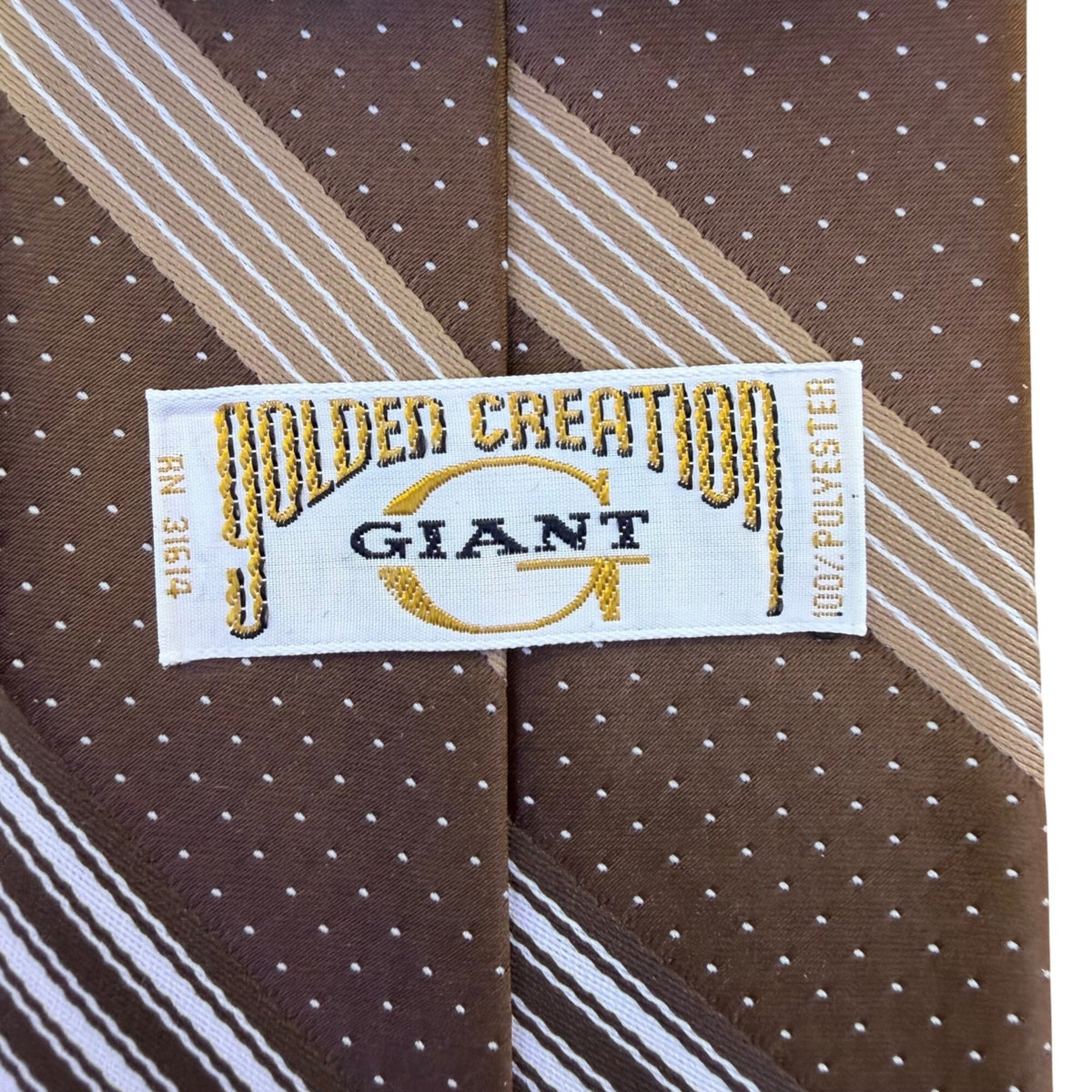 Golden Creation Mens Brown Striped & Polka Dot Tie Classic Design 