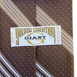 Golden Creation Mens Brown Striped & Polka Dot Tie Classic Design 