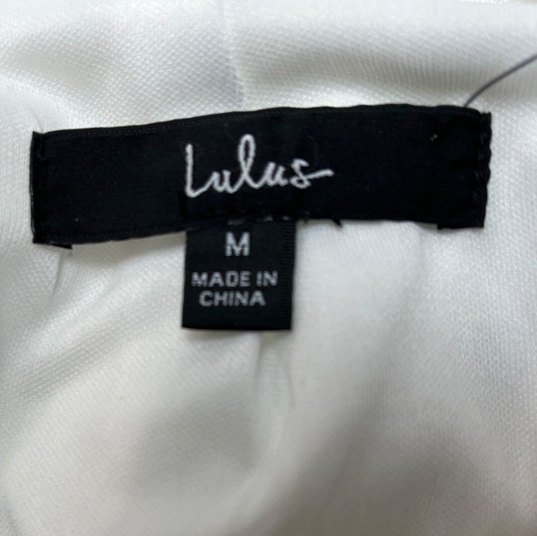 Lulus White Satin Midi Dress With Spaghetti Straps & Open Back Design Sz M - New