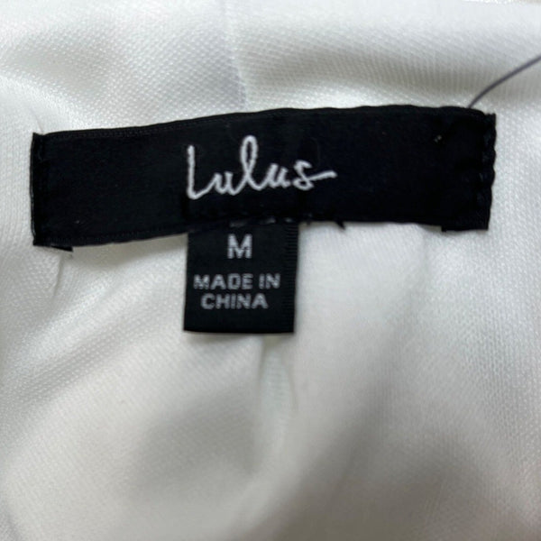Lulus White Satin Midi Dress With Spaghetti Straps & Open Back Design Sz M - New