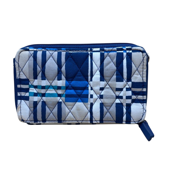 Vera Bradley Women’s Navy White Quilted Plaid Adjustable Strap Crossbody Clutch
