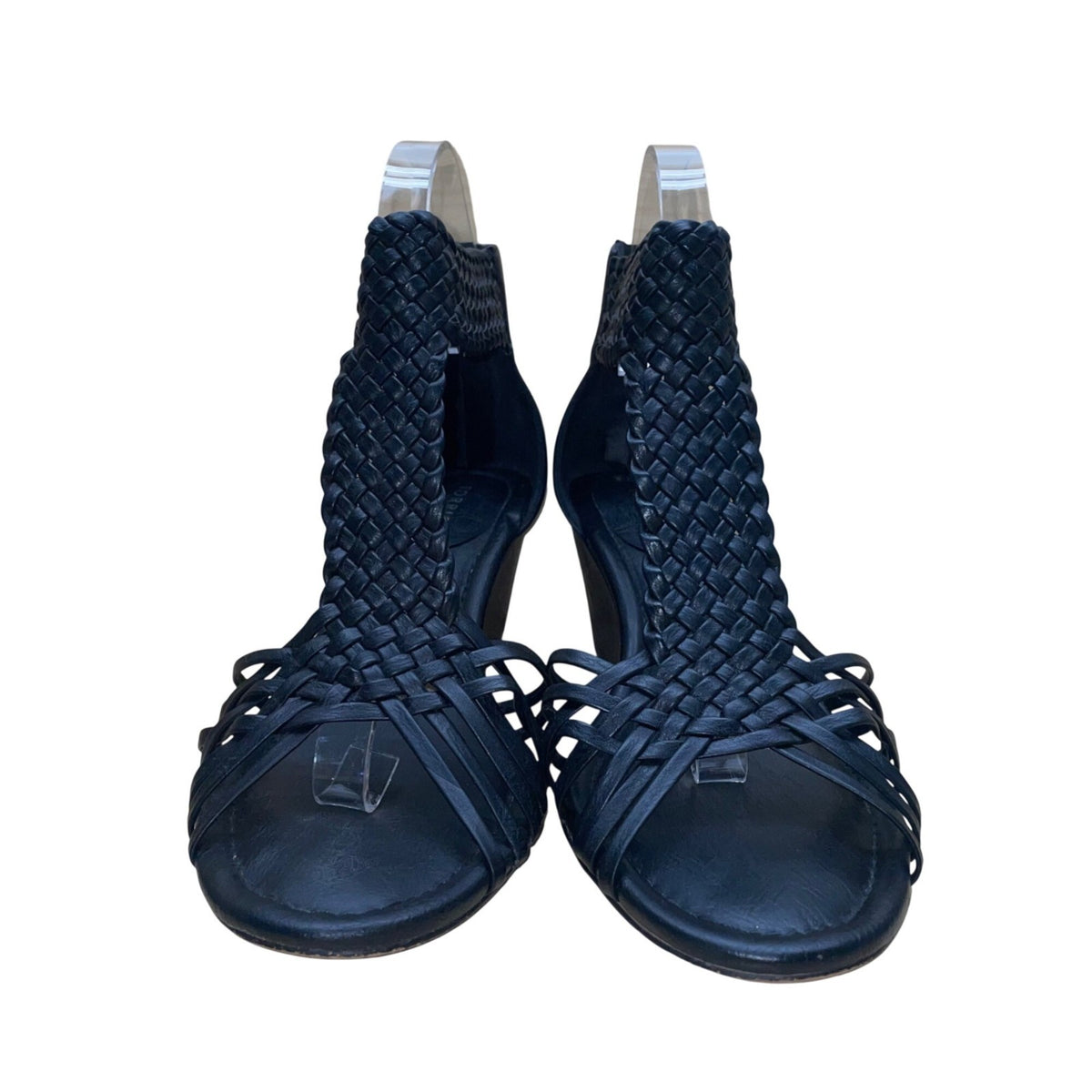 Torrid Women’s Black Faux Leather Woven Wedge Sandals Size 11W