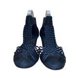 Torrid Women’s Black Faux Leather Woven Wedge Sandals Size 11W