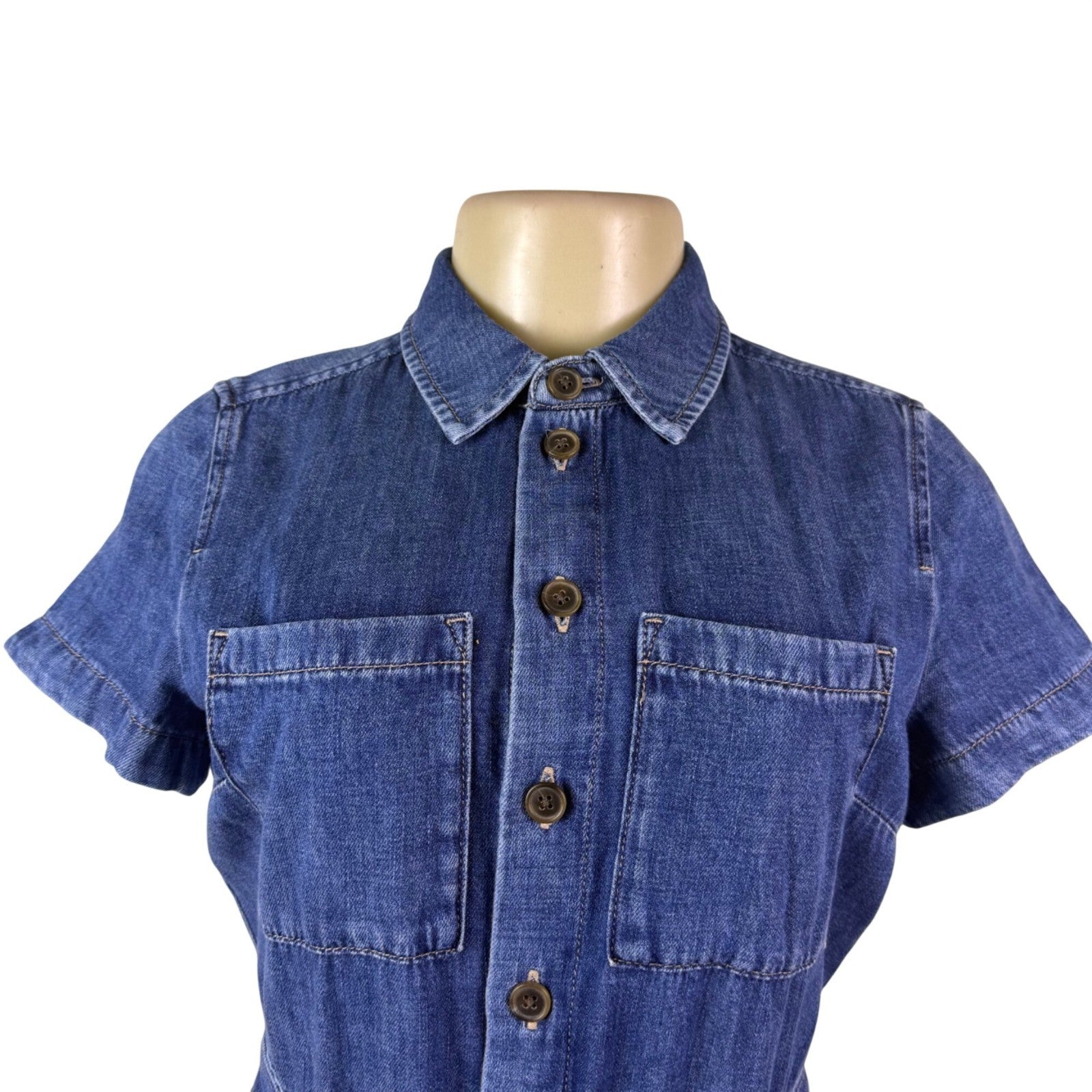 J. Crew Womens Blue Cotton Denim Belted Shirt Dress Pocket Detail Casu –  Picky Thrifter