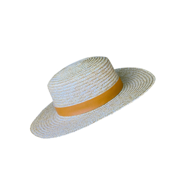 Lack Of Color Unisex Natural Straw Boater Hat With Tan Band Classic Design