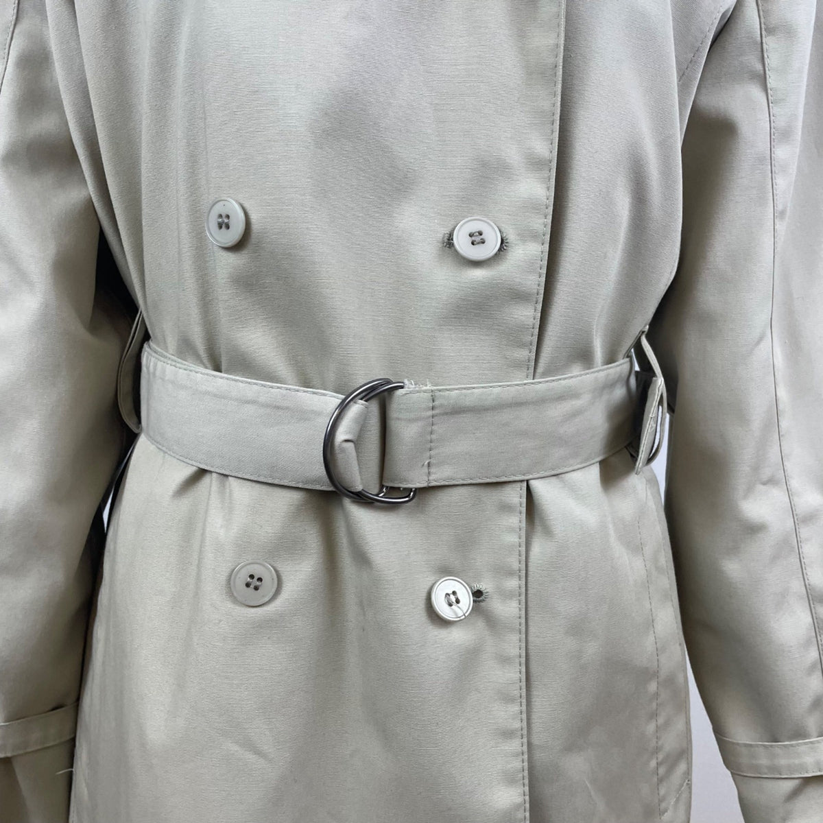 London Fog Women's Khaki Beige Double Breasted Trench Coat With Belt Sz 12 Reg